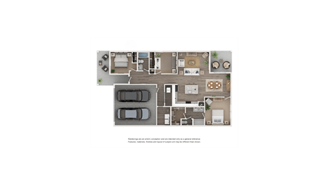 Floor plan for 2 beds, 2 baths, 1428 sqft